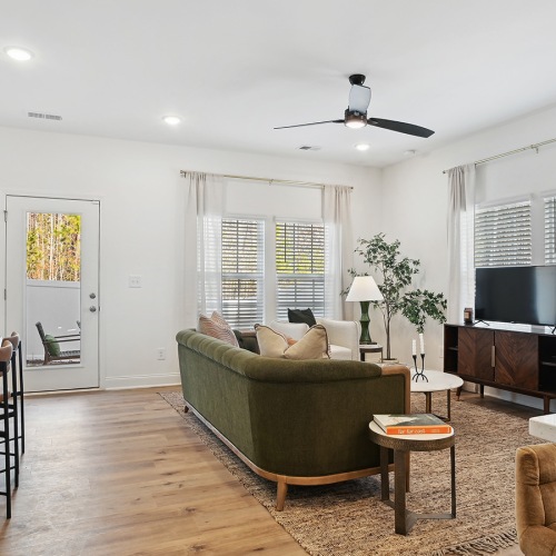 Living room in luxury townhome at Oak Lake in Charlotte, NC